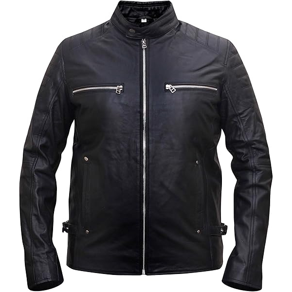 Men’s Cafe Racer Leather Black Jacket Design