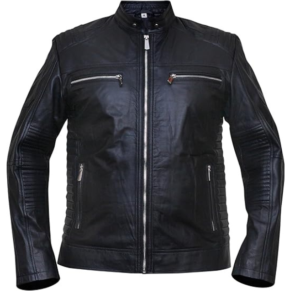 Men’s Cafe Racer Black Leather Jacket