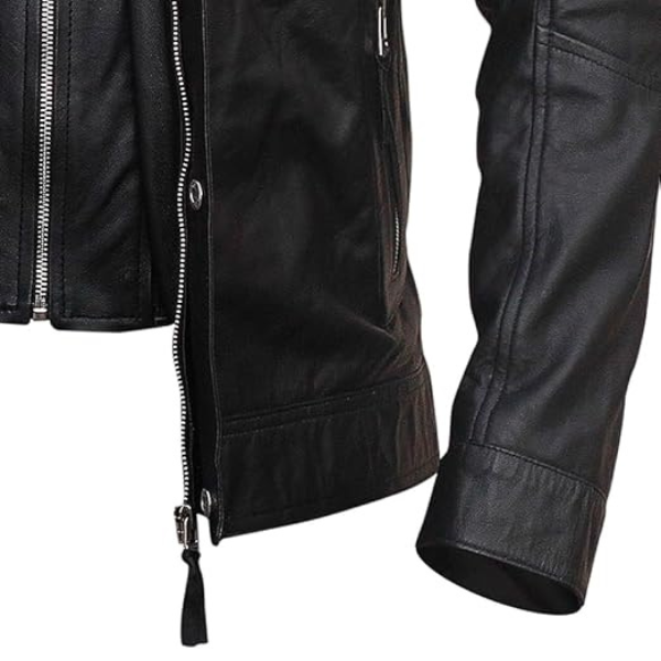 Menβs Cafe Racer Leather Black Jacket DESIGN FBM - Image 6