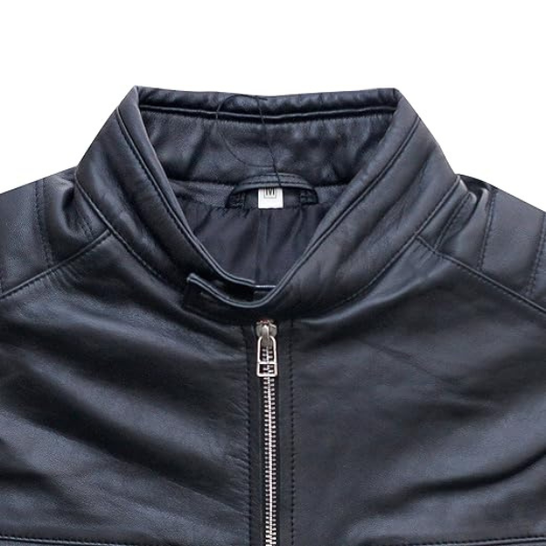 Menβs Cafe Racer Leather Black Jacket Design - Image 4