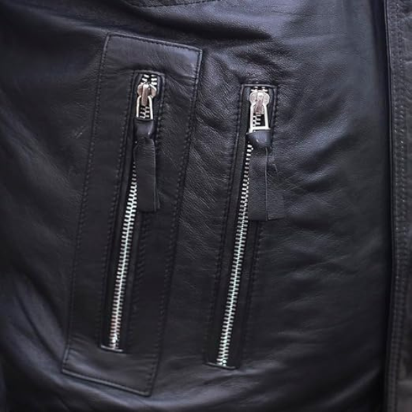 Menβs Cafe Racer Leather Black Jacket DESIGN FBM - Image 5