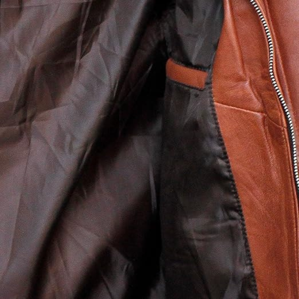 Menβs Cafe Racer Leather Brown Jacket - Image 4