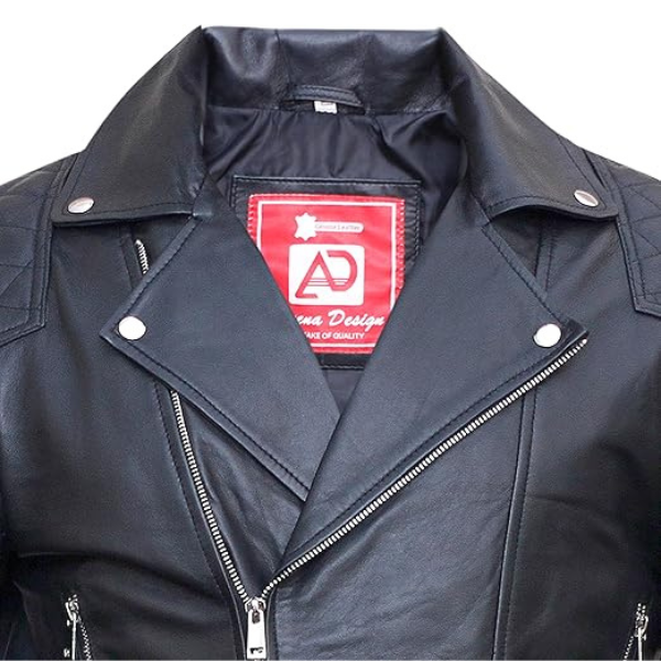 Menβs Cross Zip Brando Leather Jacket - Image 5