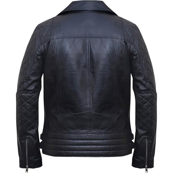 Menβs Cross Zip Brando Leather Jacket - Image 2