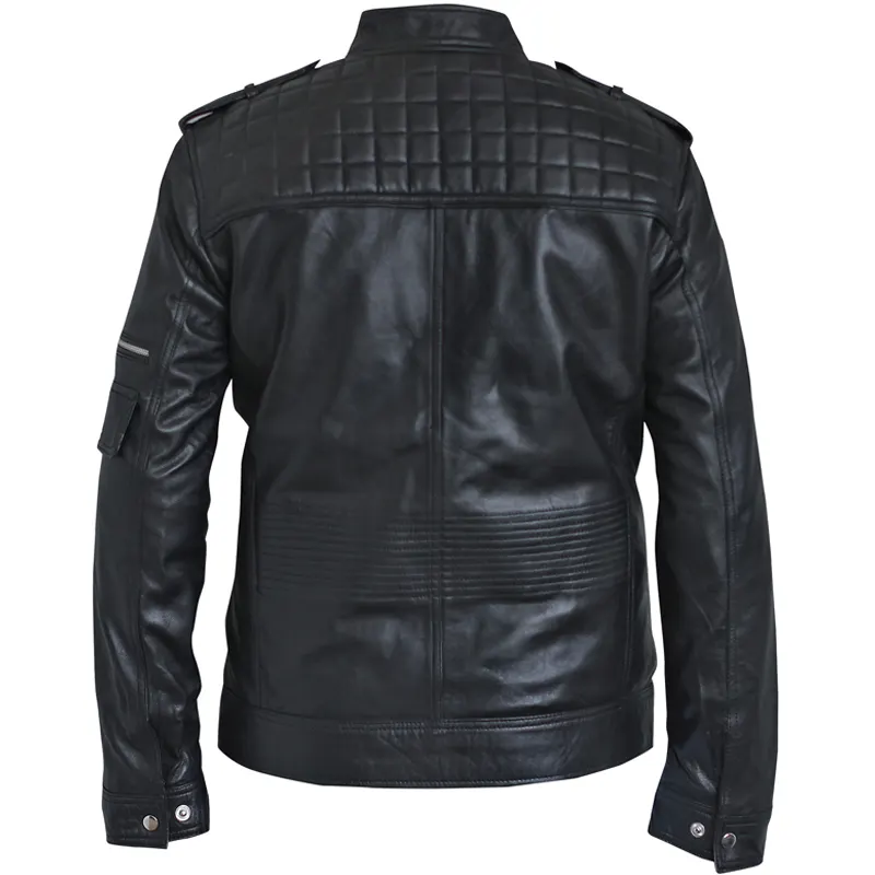 Menβs Vintage Retro Biker Leather Jacket - Image 2