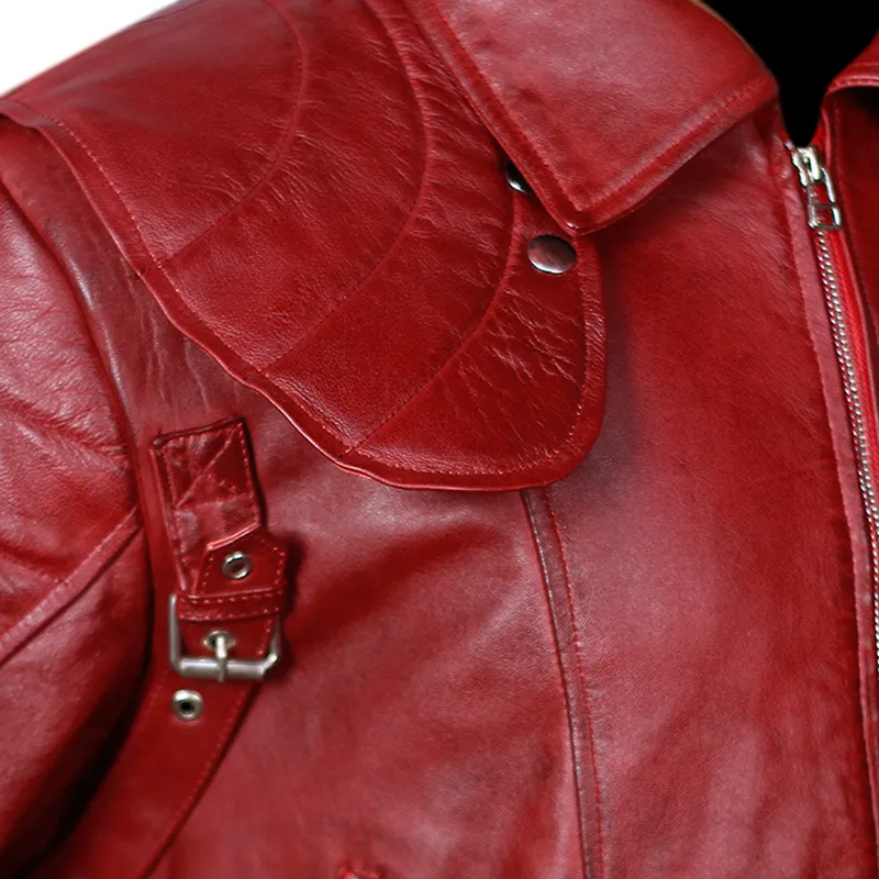 Mars Maroon Leather Coat - Image 4