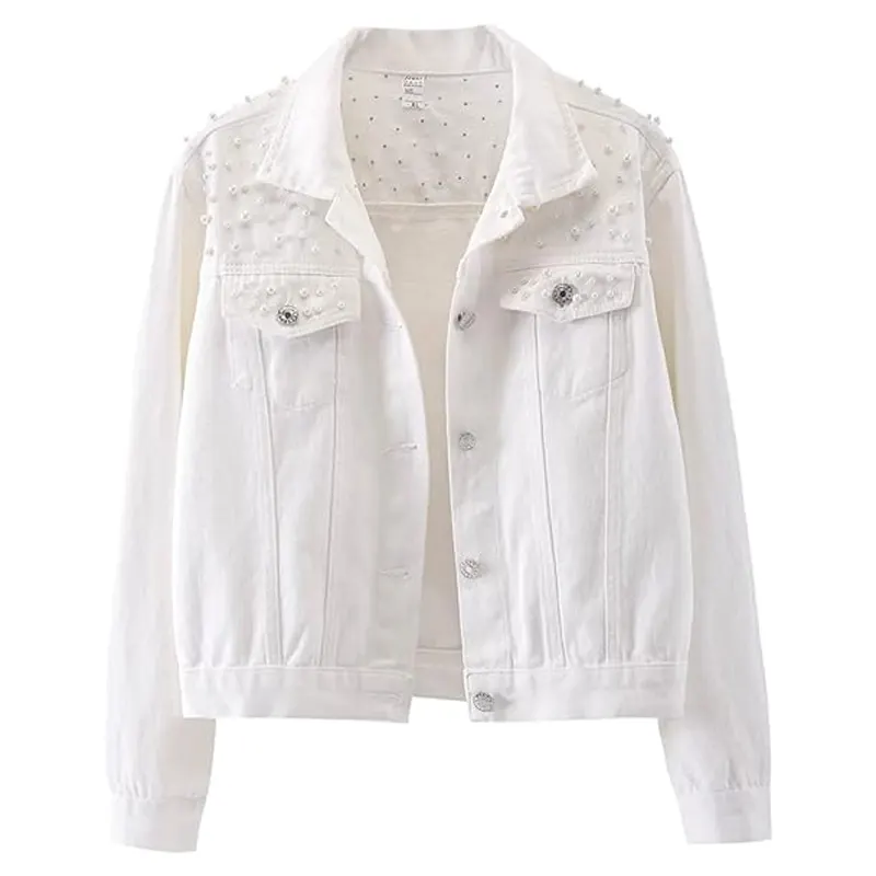 Women Embroidered Pearls Beading Jacket - Image 5