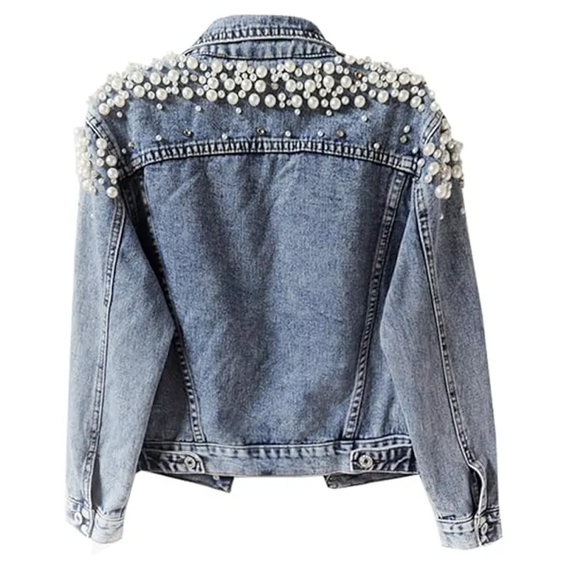 Rivet Pearl Short Denim Jean Jacket - Image 2