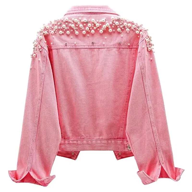 Rivet Pearl Short Denim Jean Jacket - Image 4