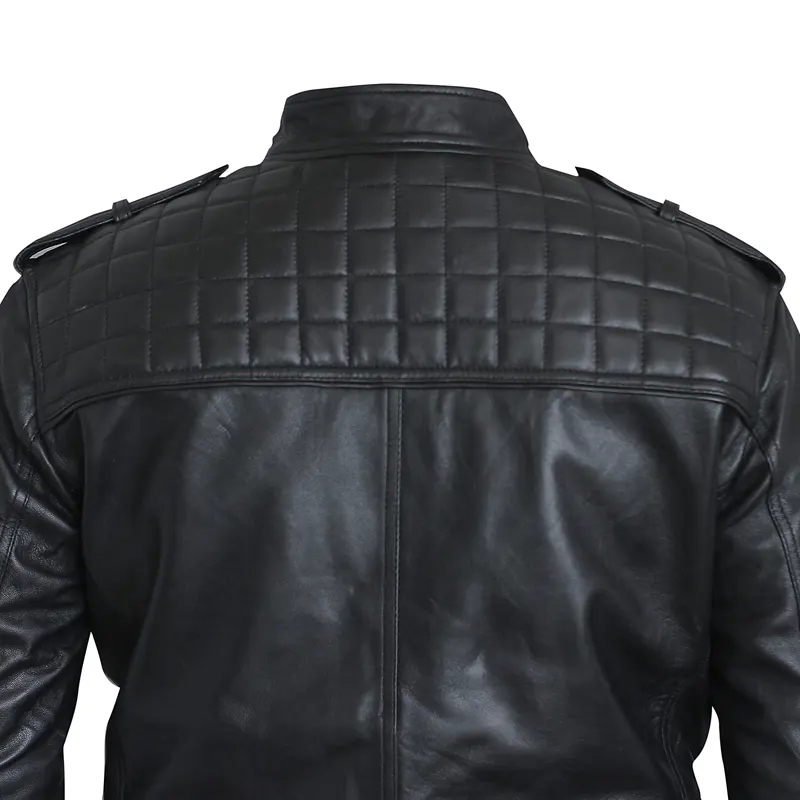 Menβs Vintage Retro Biker Leather Jacket - Image 4