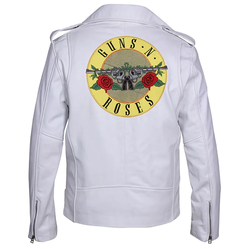Guns N Roses White Motorcycle Leather Jacket - Image 7
