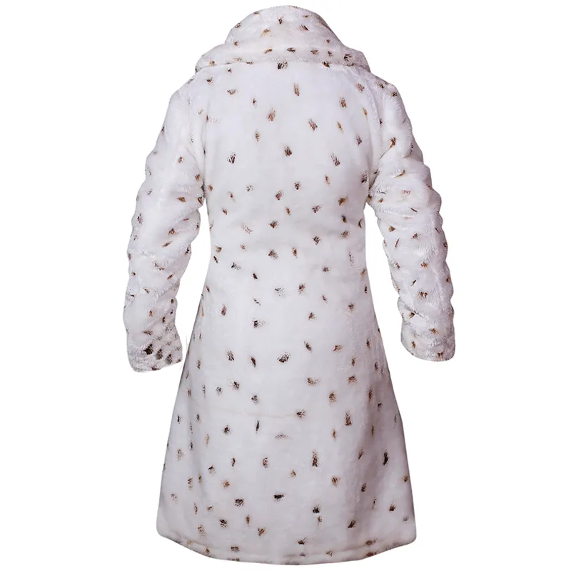 Yellowstone Beth Dutton Leopard Faux Fur White Coat - Image 3
