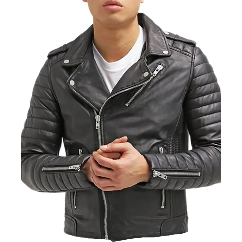 Men’s Biker Black Slim Fit Leather Jacket