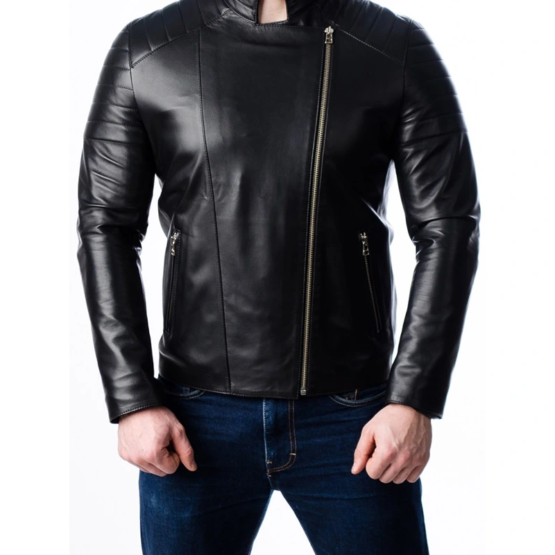 Men Quilted Motorcycle Leather Jacket - Image 4