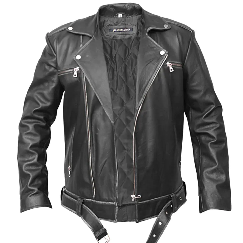 Men's Asymmetrical Zipper Biker Leather Jacket