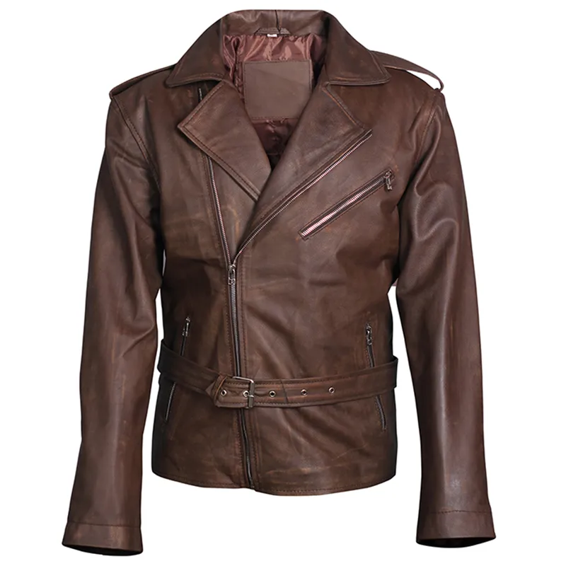 Men's Biker Brown Genuine Leather Jacket