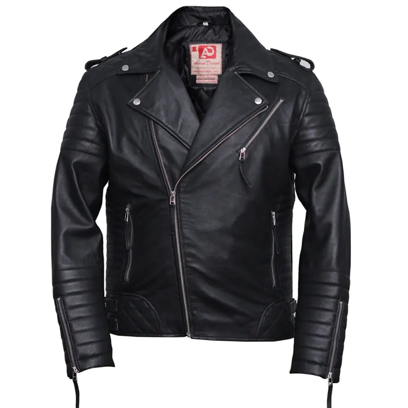 Men's Black Brando Diamond Design Motorcycle Leather Jacket
