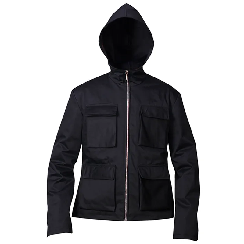 Men’s Black Surplus Patch-pocket Shell Cotton Jacket