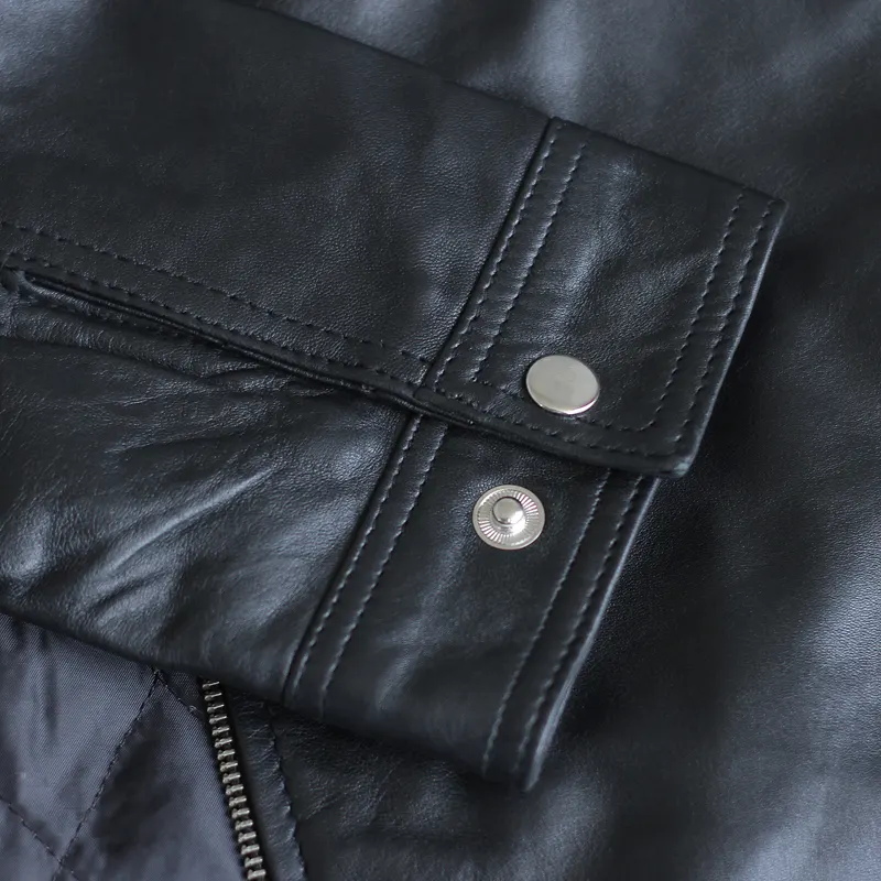 Menβs Vintage Retro Biker Leather Jacket - Image 7