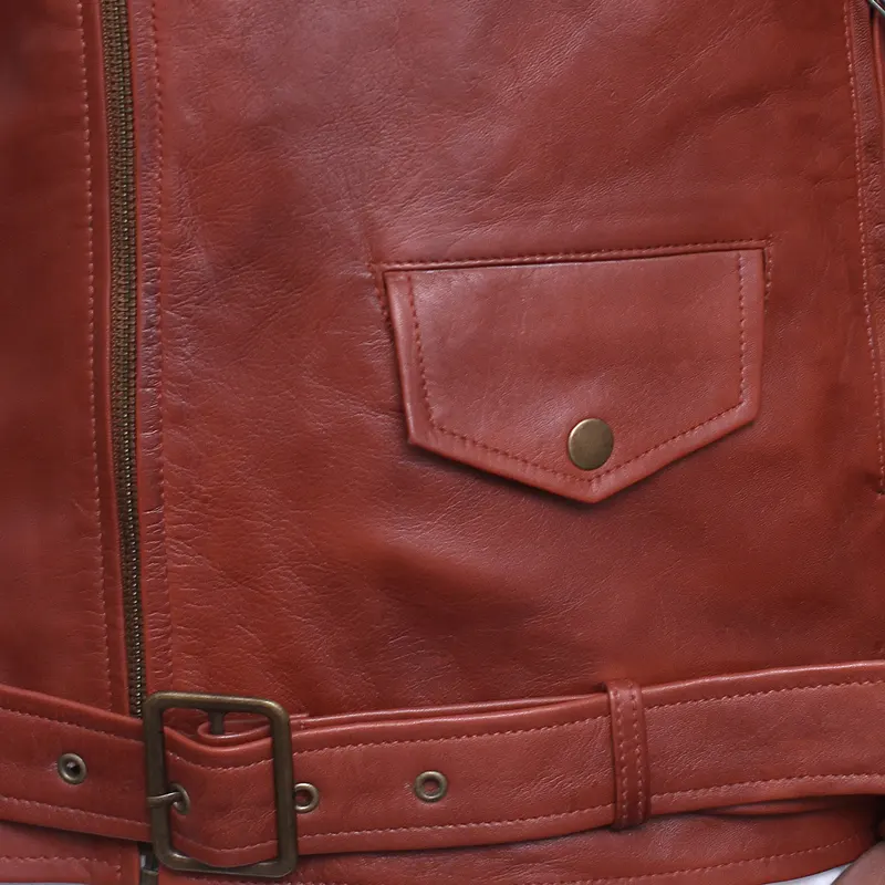 Men's Brando Motorcycle Brown Leather Jacket - Image 5