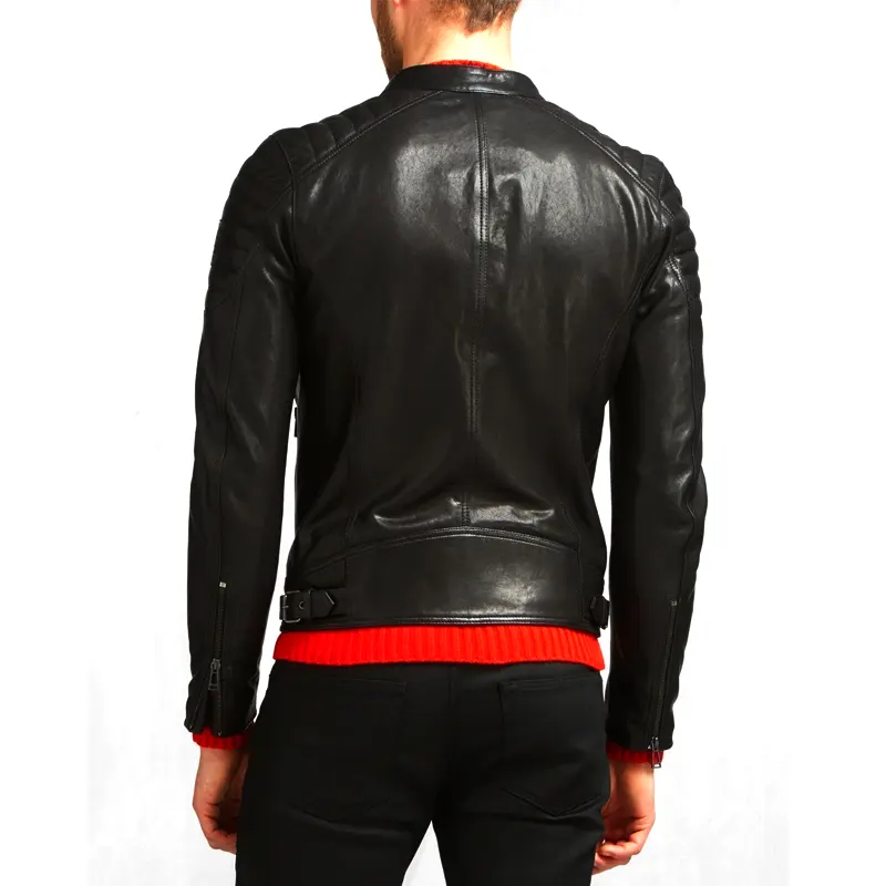 Men's Genuine Lambskin Black Leather Jacket - Image 2