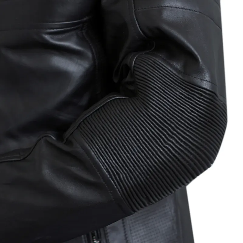 Men's Cafe Racer Black Classic Biker Leather Jacket - Image 7