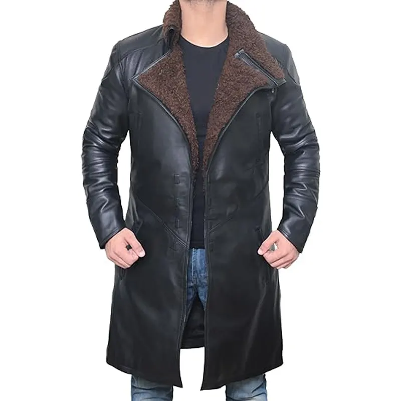 Men's Shearling Real Leather Trench Coat