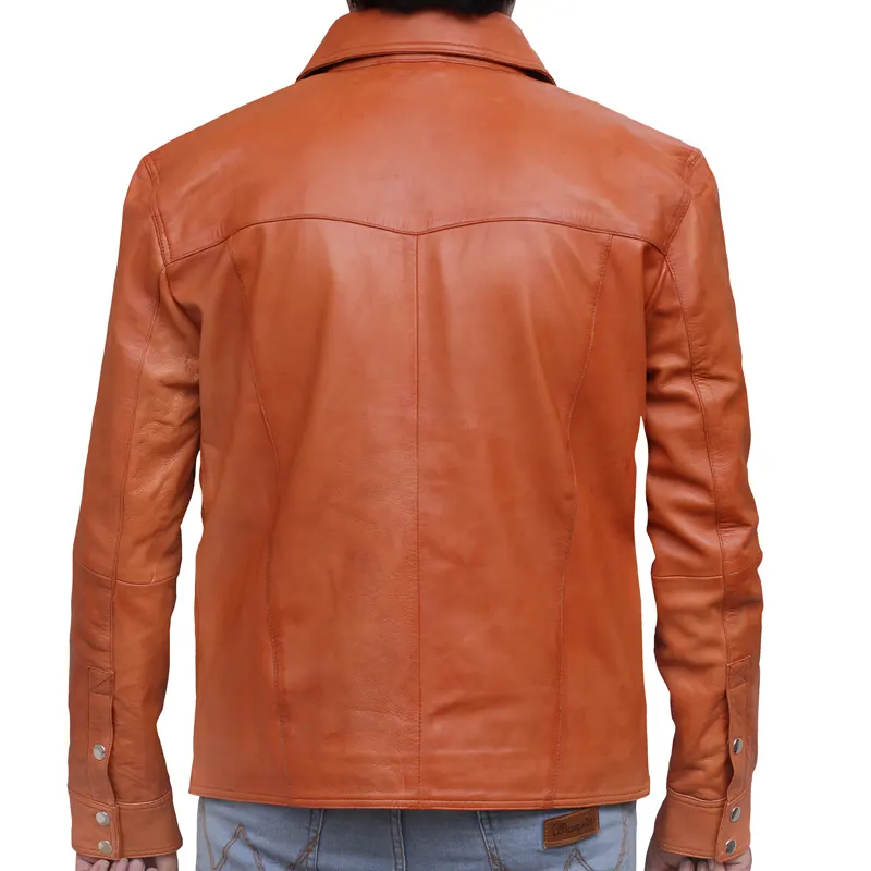 Infinity Retro Tan Leather Shirt Jacket - Image 2
