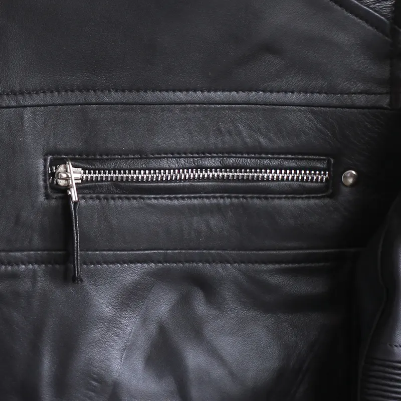 Men's Cafe Racer Black Classic Biker Leather Jacket - Image 5