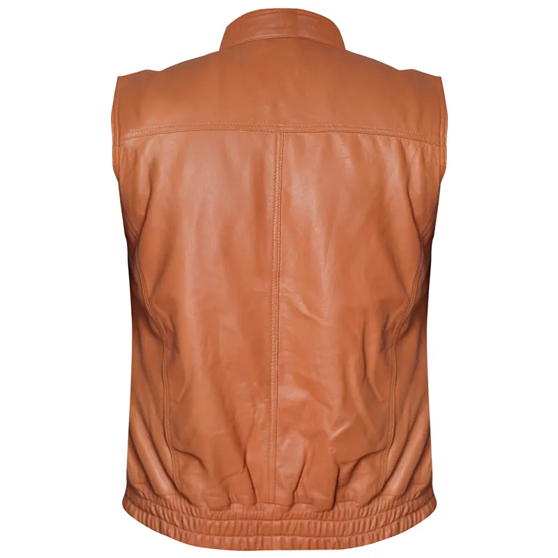 Menβs Biker Rider Rocker Motorcycle Leather Vest - Image 2