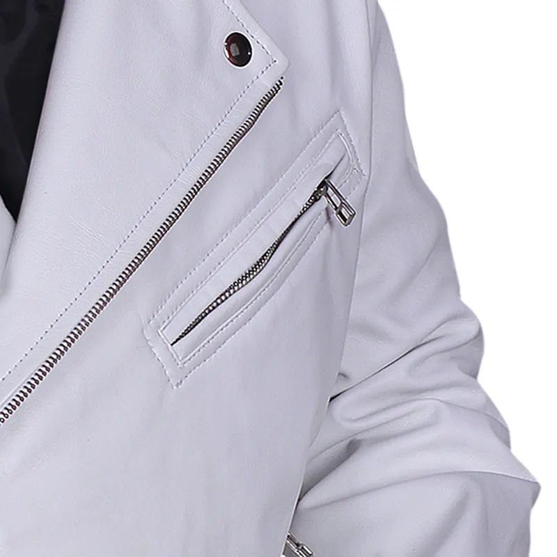 Guns N Roses White Motorcycle Leather Jacket - Image 6