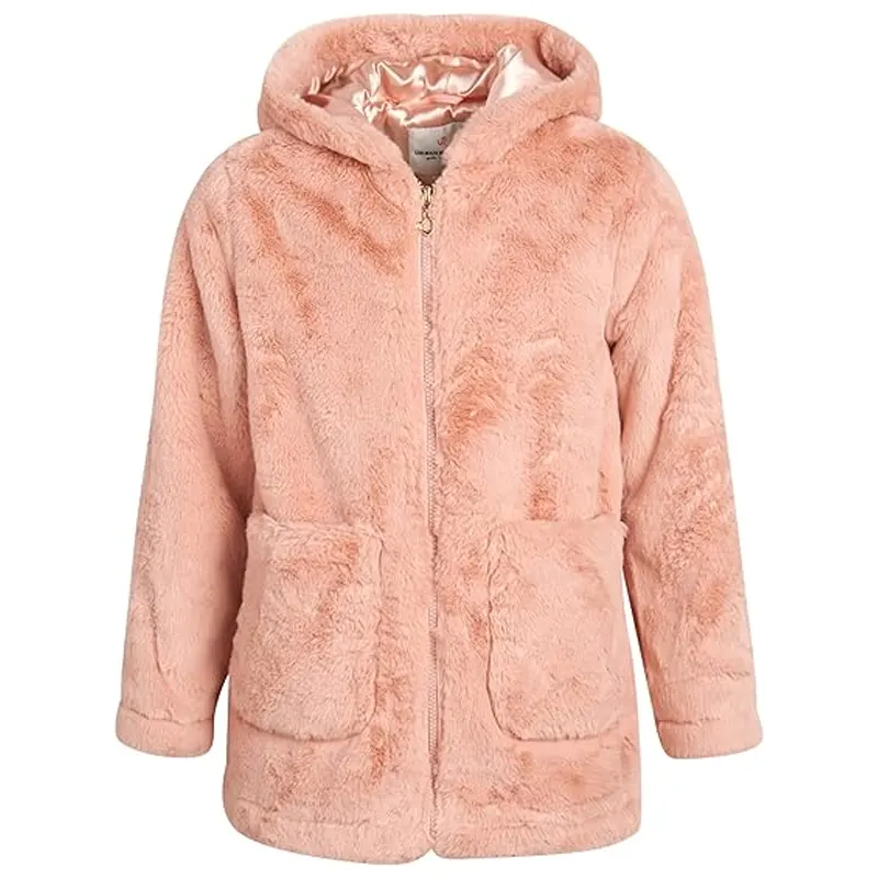 Rose Pink Plush Teddy Coat with Hood