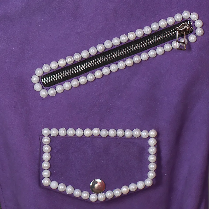 Selena Quintanilla Biker Purple Vegan Leather Jacket - Image 3