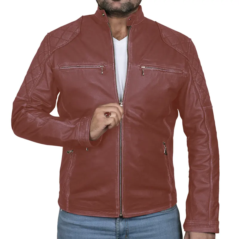 Classic Biker Cafe Racer Leather Jacket For Menβs - Image 7