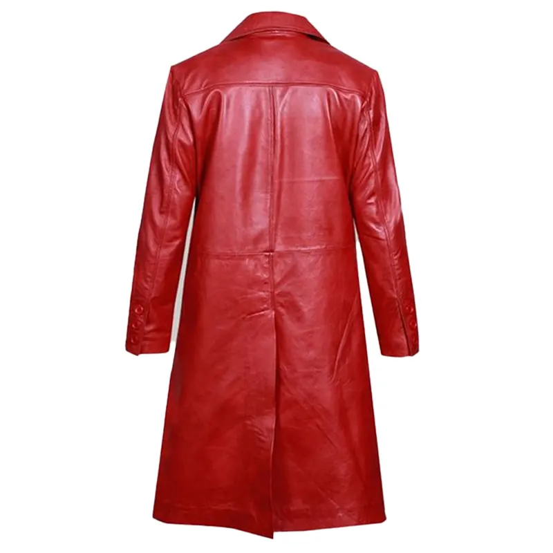 Red Leather Trench Coat - Image 2