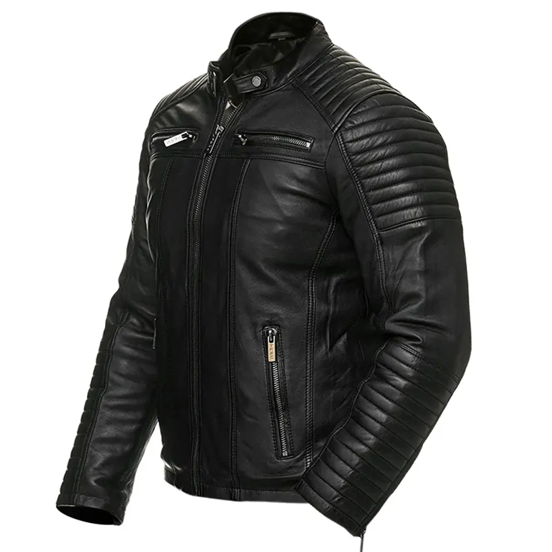 Men's Vintage Retro Faux Antique Spider Biker Leather Jacket - Image 5