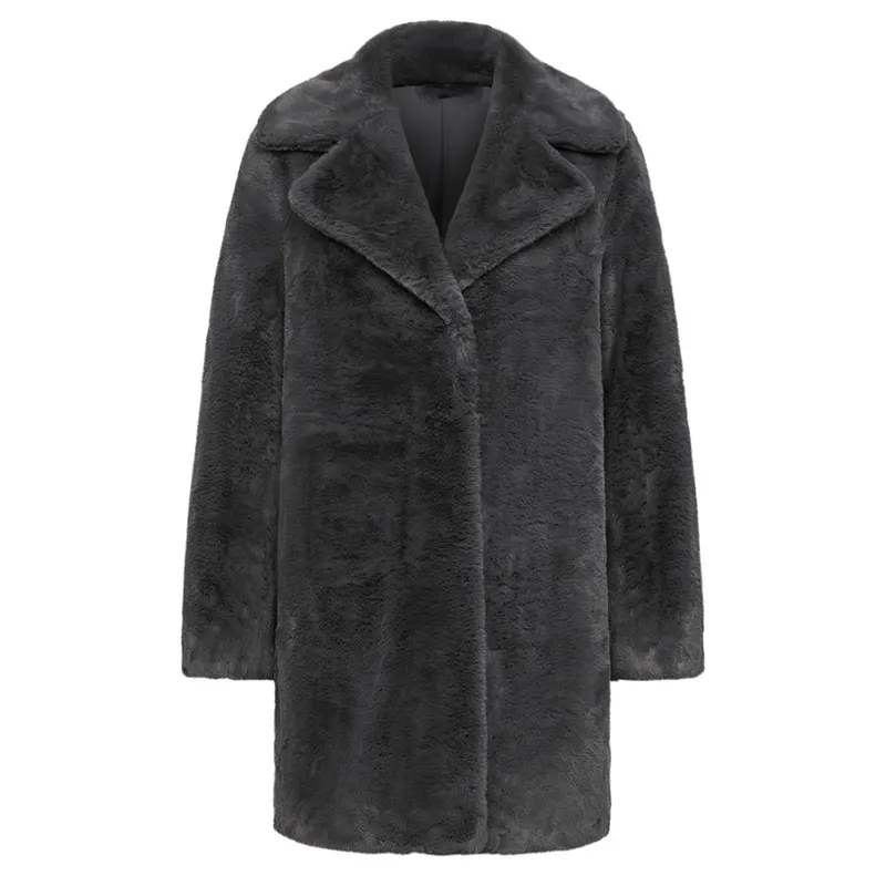 Tall Dark Grey Faux Fur Coat