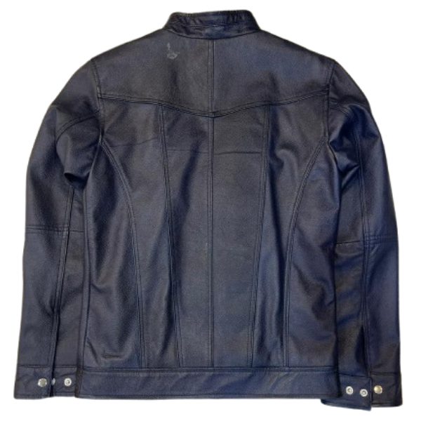 Menβs Black J9 Distressed Leather Jacket - Image 2