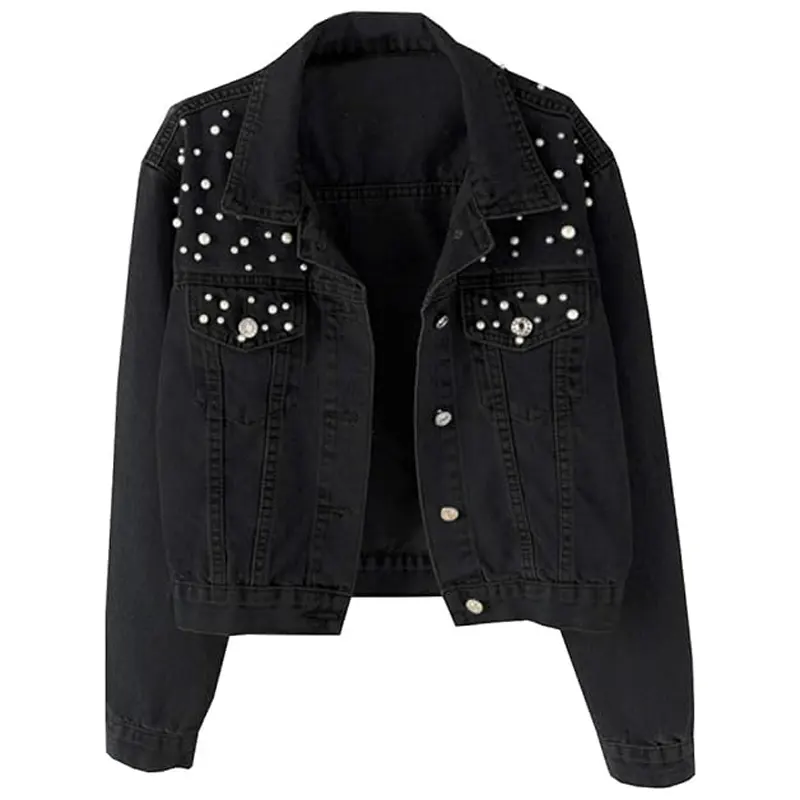 Women Embroidered Pearls Beading Jacket - Image 3