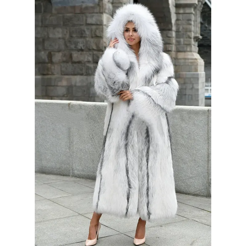 Luxury Artic Marble Faux Fur Coat - Image 2